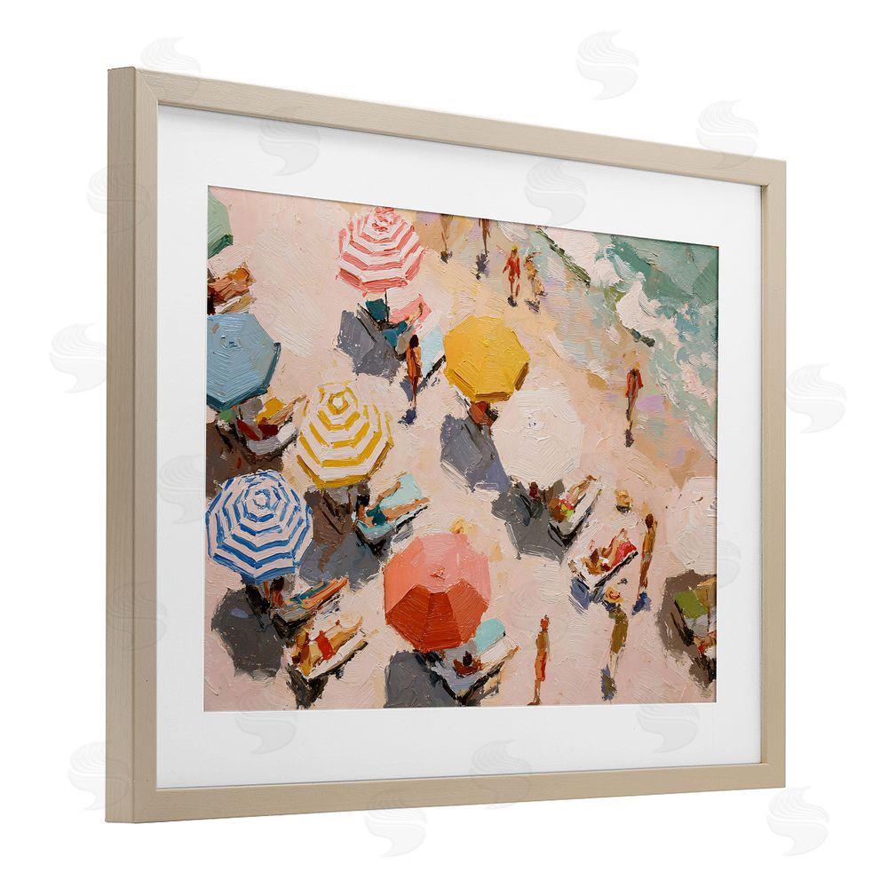 Jacky Ngan Summer Beach Fun Expression Brown Framed Print Under Glass Wall Art