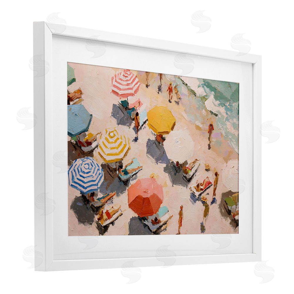 Jacky Ngan Summer Beach Fun Expression White Framed Print Under Glass Wall Art