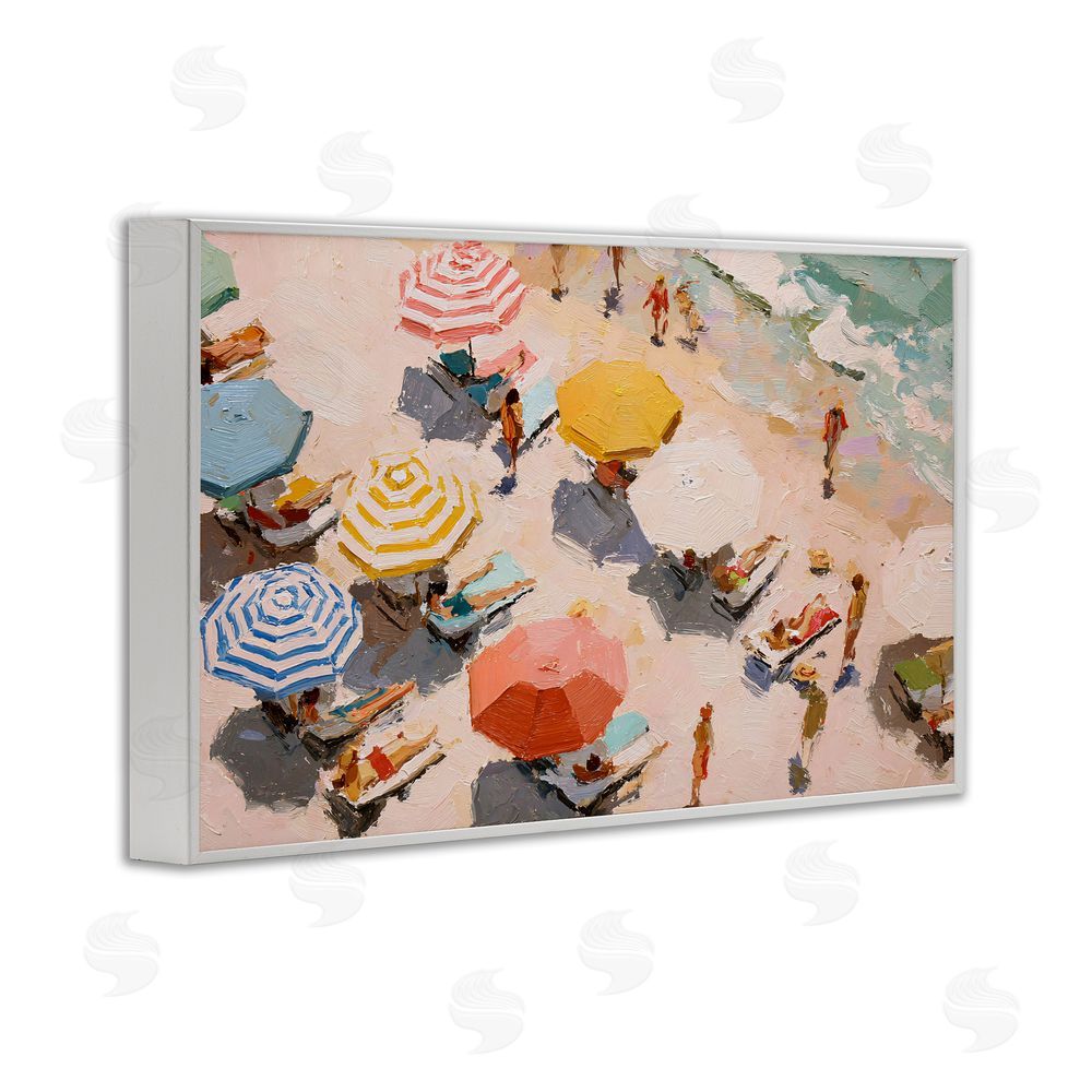 Jacky Ngan Summer Beach Fun Expression White Framed Giclee Wall Art Print