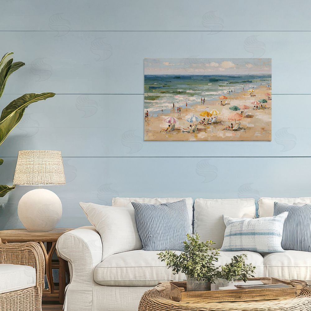 Jacky Ngan Impressionist Summer Beach Day Stretched Canvas Wall Art in Room