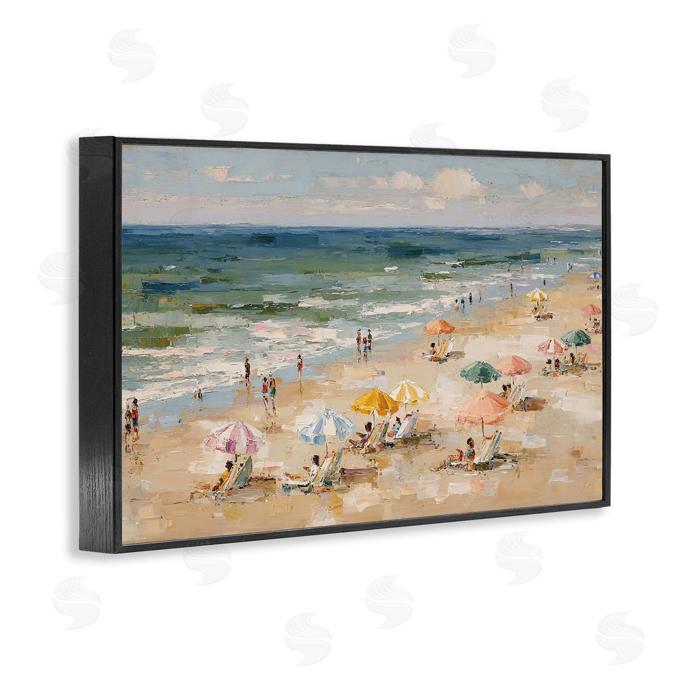 Jacky Ngan Impressionist Summer Beach Day Black Framed Giclee Wall Art Print