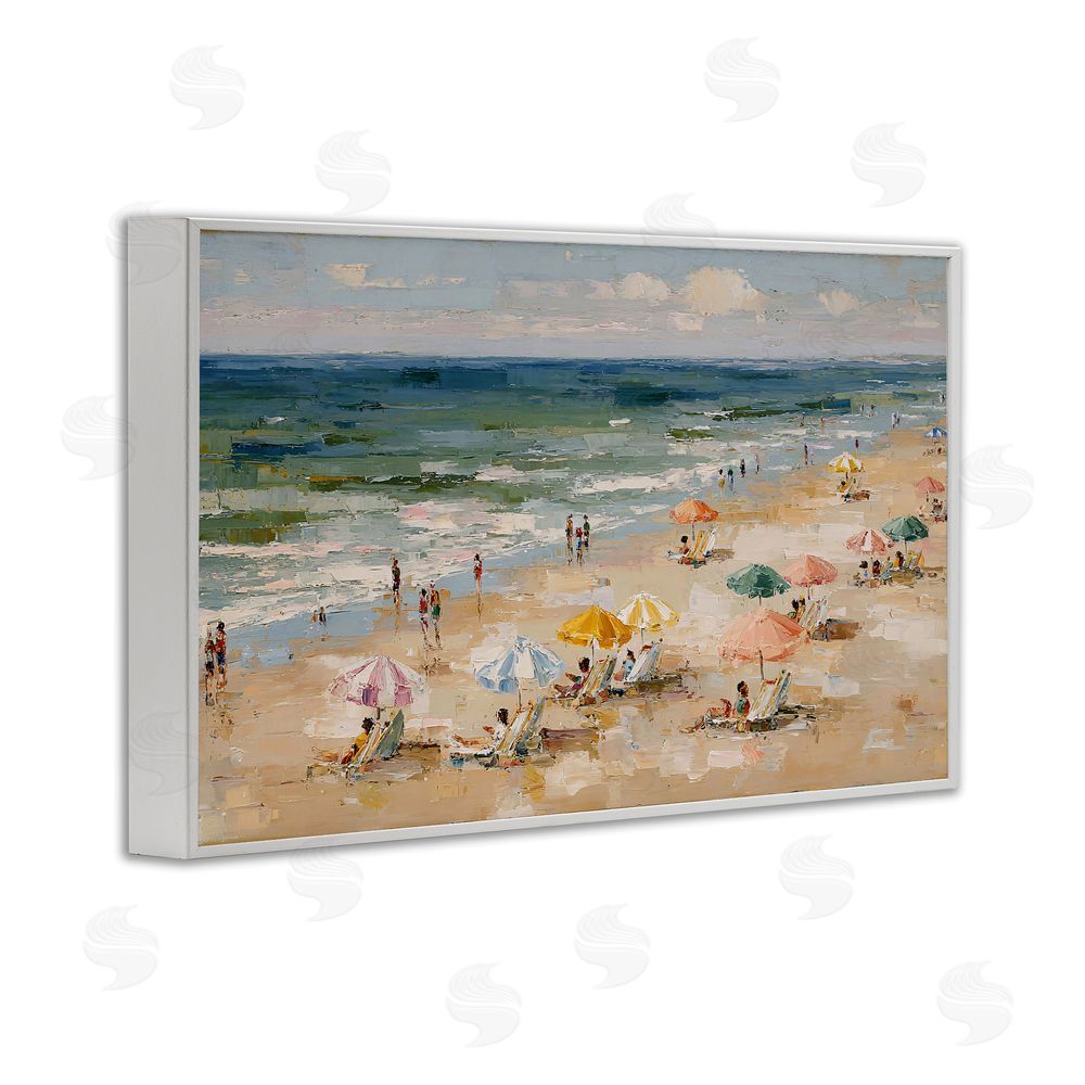 Jacky Ngan Impressionist Summer Beach Day White Framed Giclee Wall Art Print