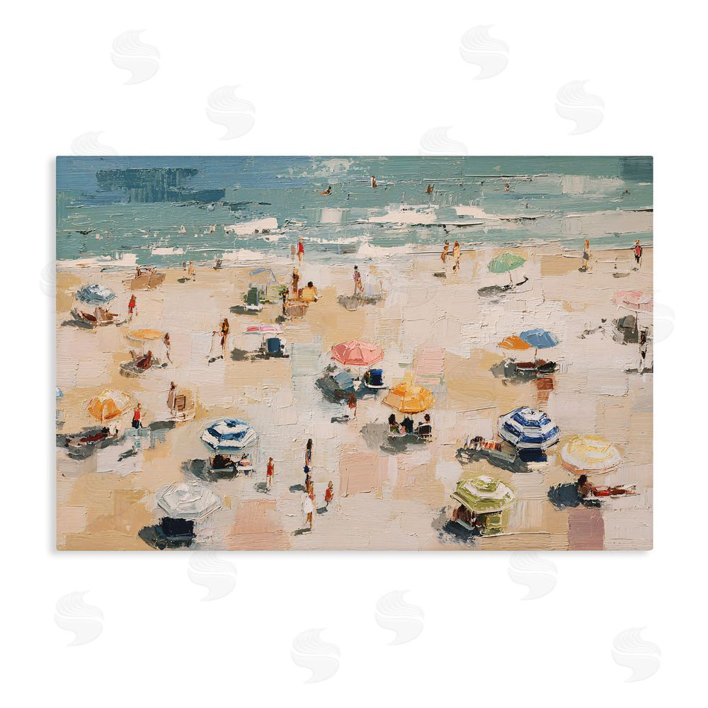 Jacky Ngan Summer Beachgoers Expression Stretched Canvas Wall Art Print