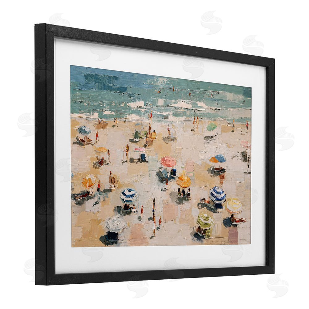Jacky Ngan Summer Beachgoers Expression Black Framed Print Under Glass Wall Art