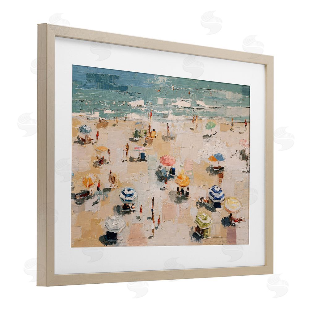 Jacky Ngan Summer Beachgoers Expression Brown Framed Print Under Glass Wall Art