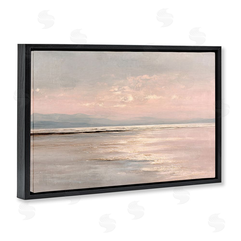 Jacky Ngan Vast Blush Seascape Black Floating Frame Canvas Wall Art Print