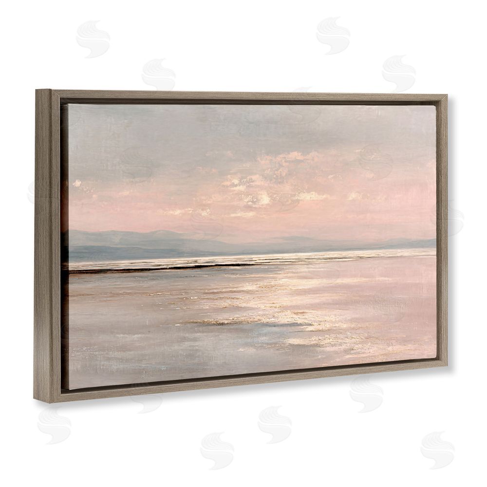 Jacky Ngan Vast Blush Seascape Brown Floating Frame Canvas Wall Art Print