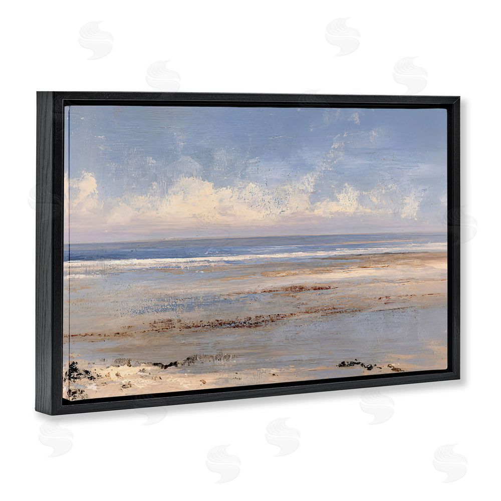 Jacky Ngan Rustic Ocean Horizon Impression Black Floating Frame Canvas Wall Art Print
