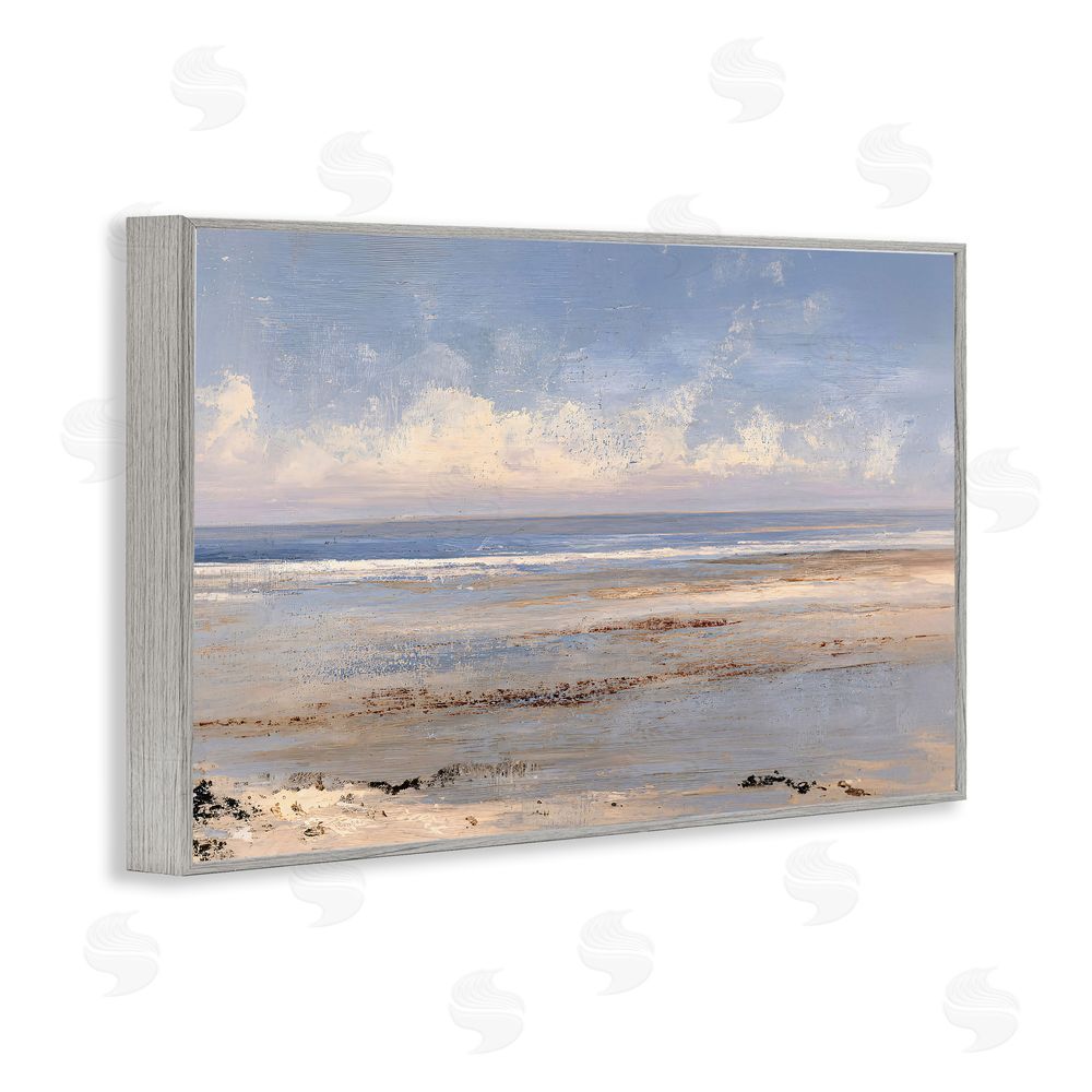 Jacky Ngan Rustic Ocean Horizon Impression Gray Framed Giclee Wall Art Print