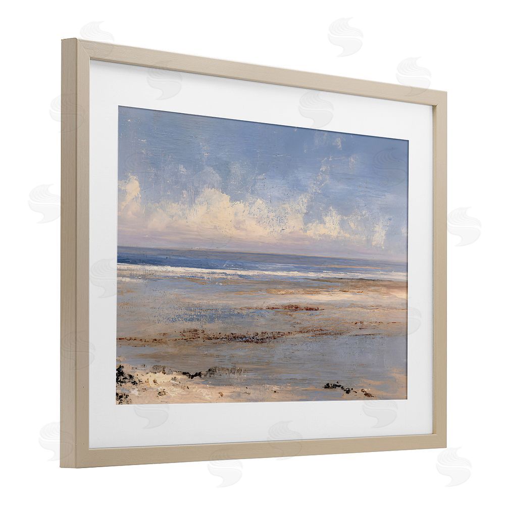 Jacky Ngan Rustic Ocean Horizon Impression Brown Framed Print Under Glass Wall Art