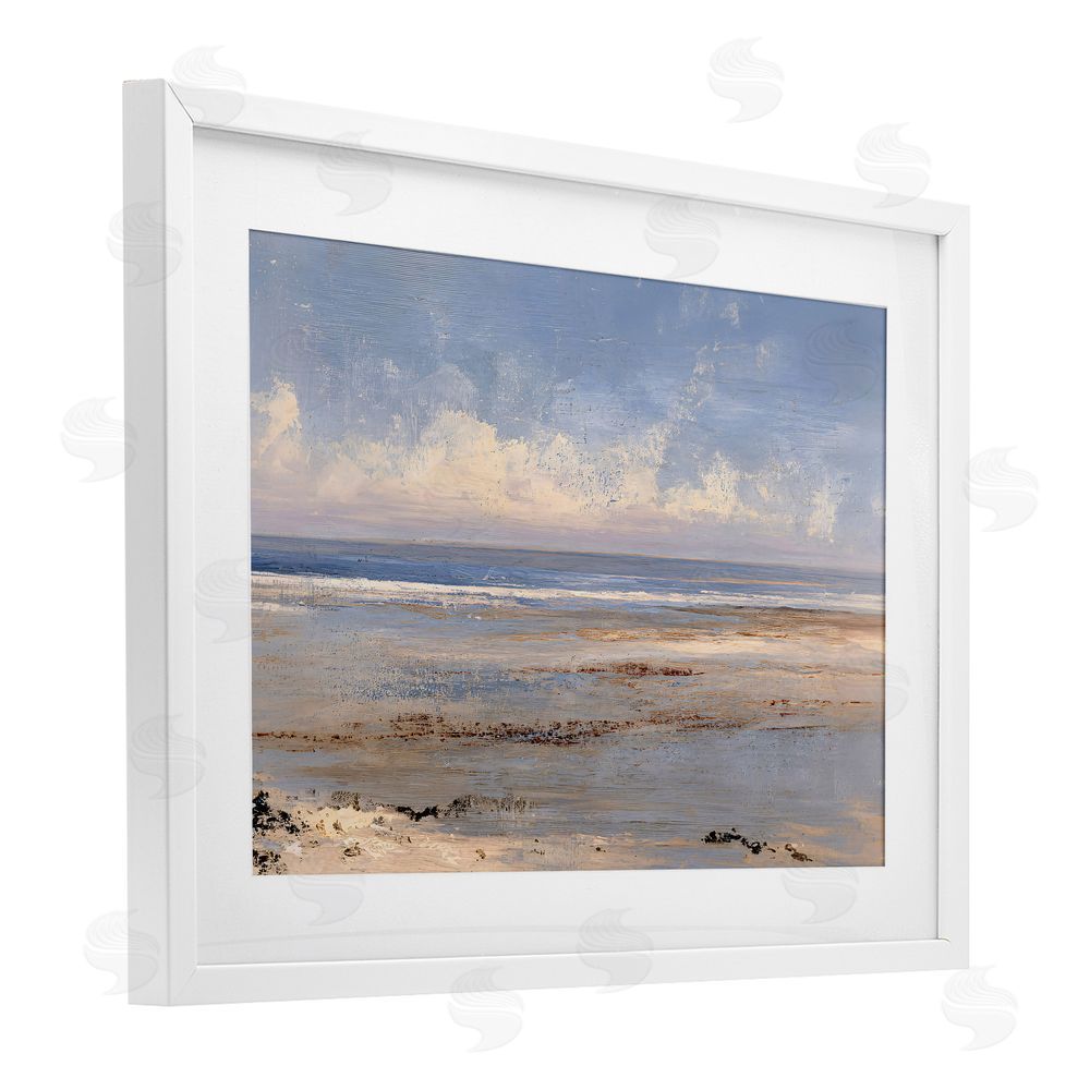 Jacky Ngan Rustic Ocean Horizon Impression White Framed Print Under Glass Wall Art