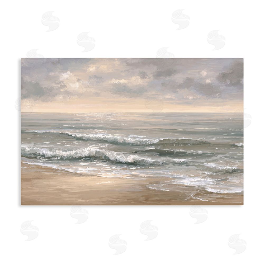 Jacky Ngan Soft Rolling Beach Waves Stretched Canvas Wall Art Print