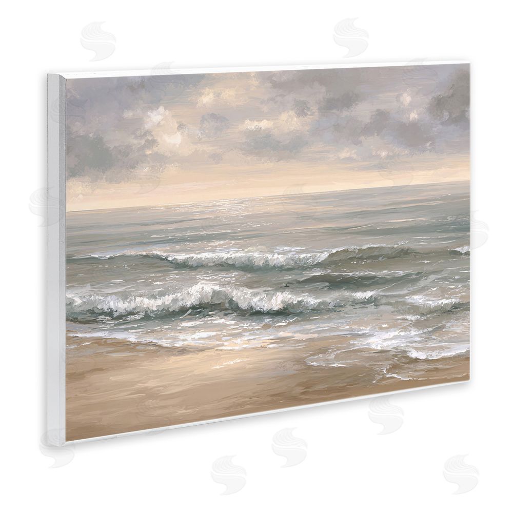 Jacky Ngan Soft Rolling Beach Waves Wooden Wall Plaque Art Print