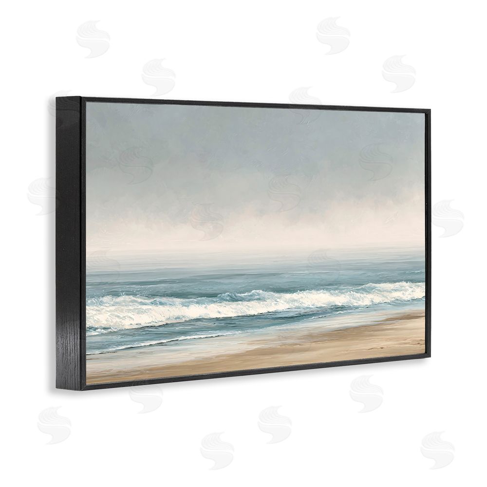 Jacky Ngan Tranquil Mist Beachscape Black Framed Giclee Wall Art Print