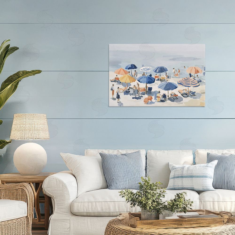 Jacky Ngan Summer Fun Beach Crowd Stretched Canvas Wall Art in Room