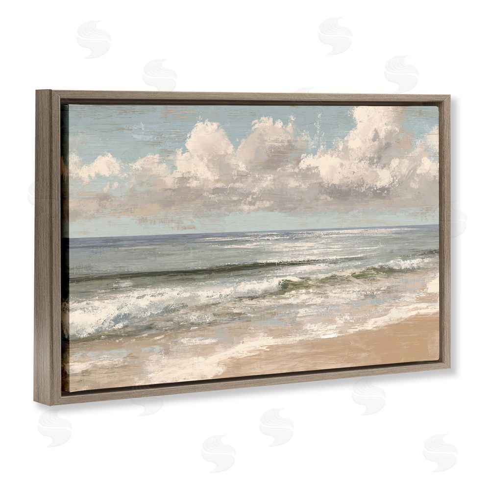 Jacky Ngan Distressed Beach Horizon Brown Floating Frame Canvas Wall Art Print