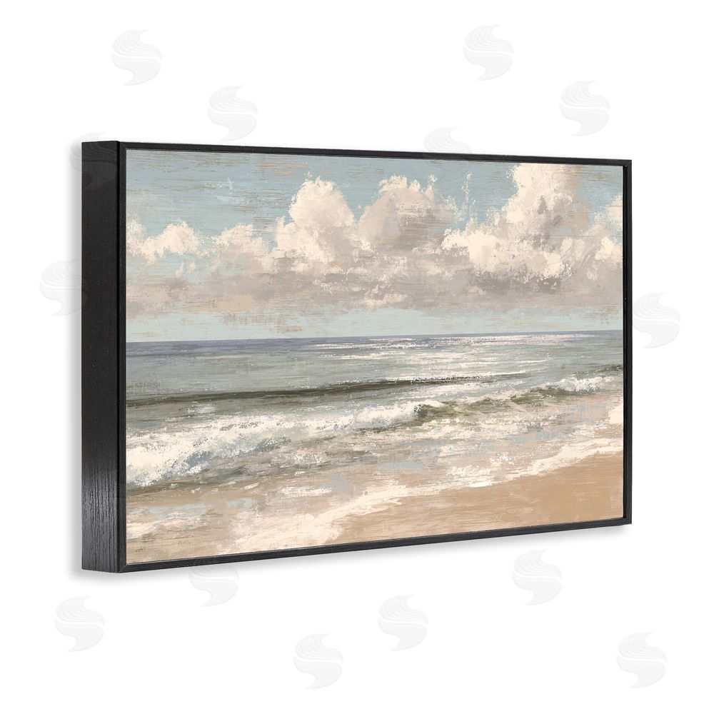 Jacky Ngan Distressed Beach Horizon Black Framed Giclee Wall Art Print