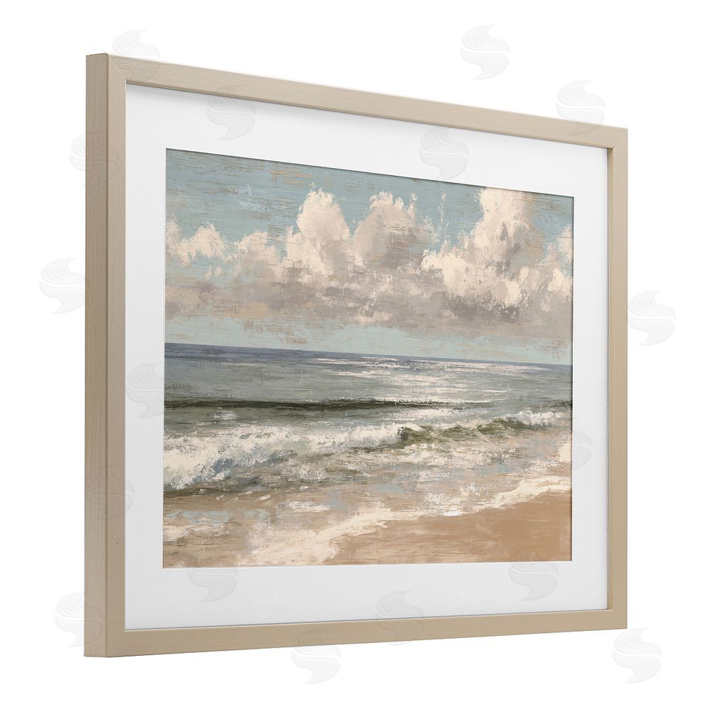 Jacky Ngan Distressed Beach Horizon Brown Framed Print Under Glass Wall Art