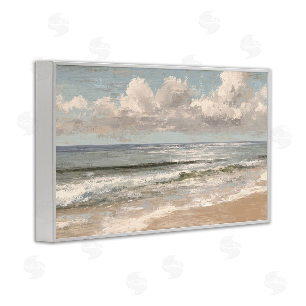 Jacky Ngan Distressed Beach Horizon White Framed Giclee Wall Art Print