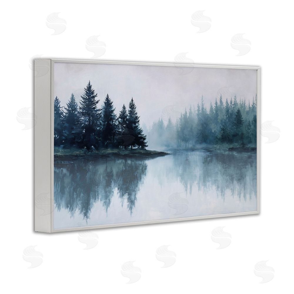 Jacky Ngan Indigo Tree Reflections White Framed Giclee Wall Art Print