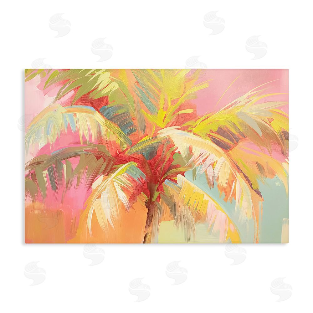 Jacky Ngan Warm Palm Leaf Impressions Stretched Canvas Wall Art Print