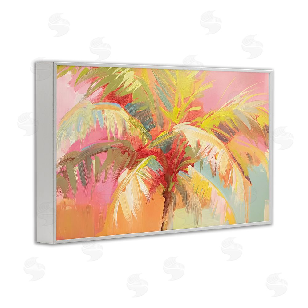 Jacky Ngan Warm Palm Leaf Impressions White Framed Giclee Wall Art Print