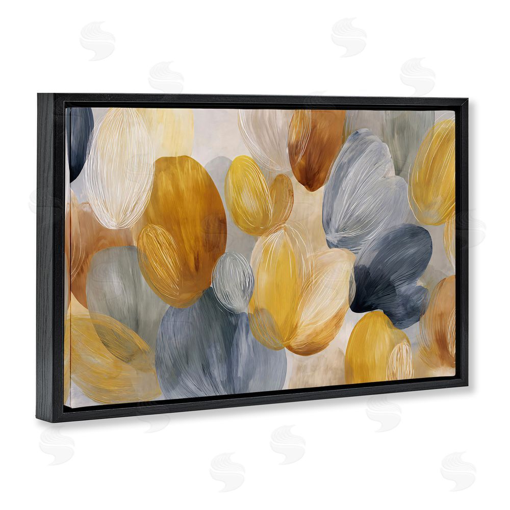 Jacky Ngan Warm Oblong Layered Shapes Black Floating Frame Canvas Wall Art Print