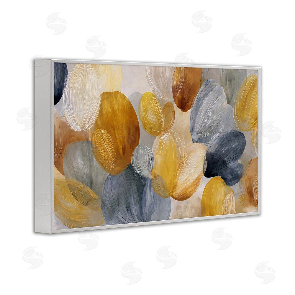 Jacky Ngan Warm Oblong Layered Shapes White Framed Giclee Wall Art Print