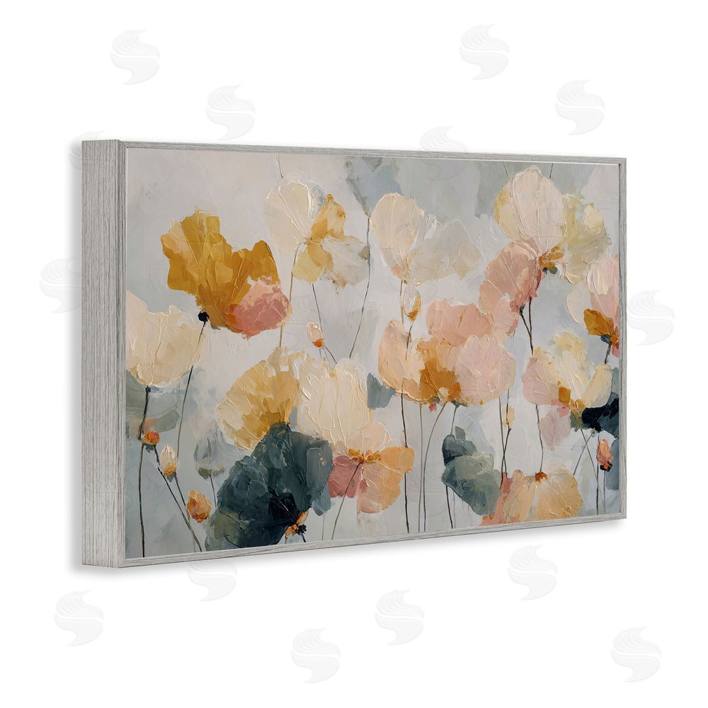 Jacky Ngan Abstract Brushed Petals Gray Framed Giclee Wall Art Print