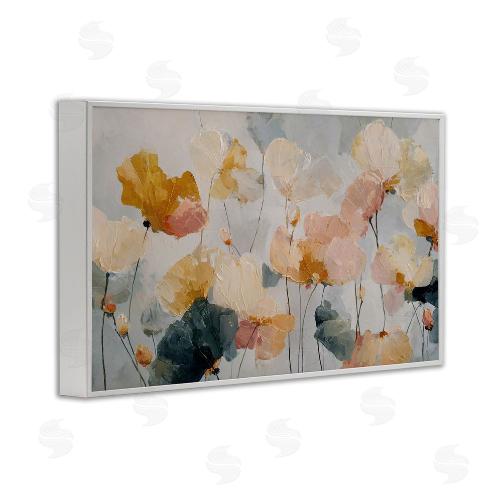 Jacky Ngan Abstract Brushed Petals White Framed Giclee Wall Art Print