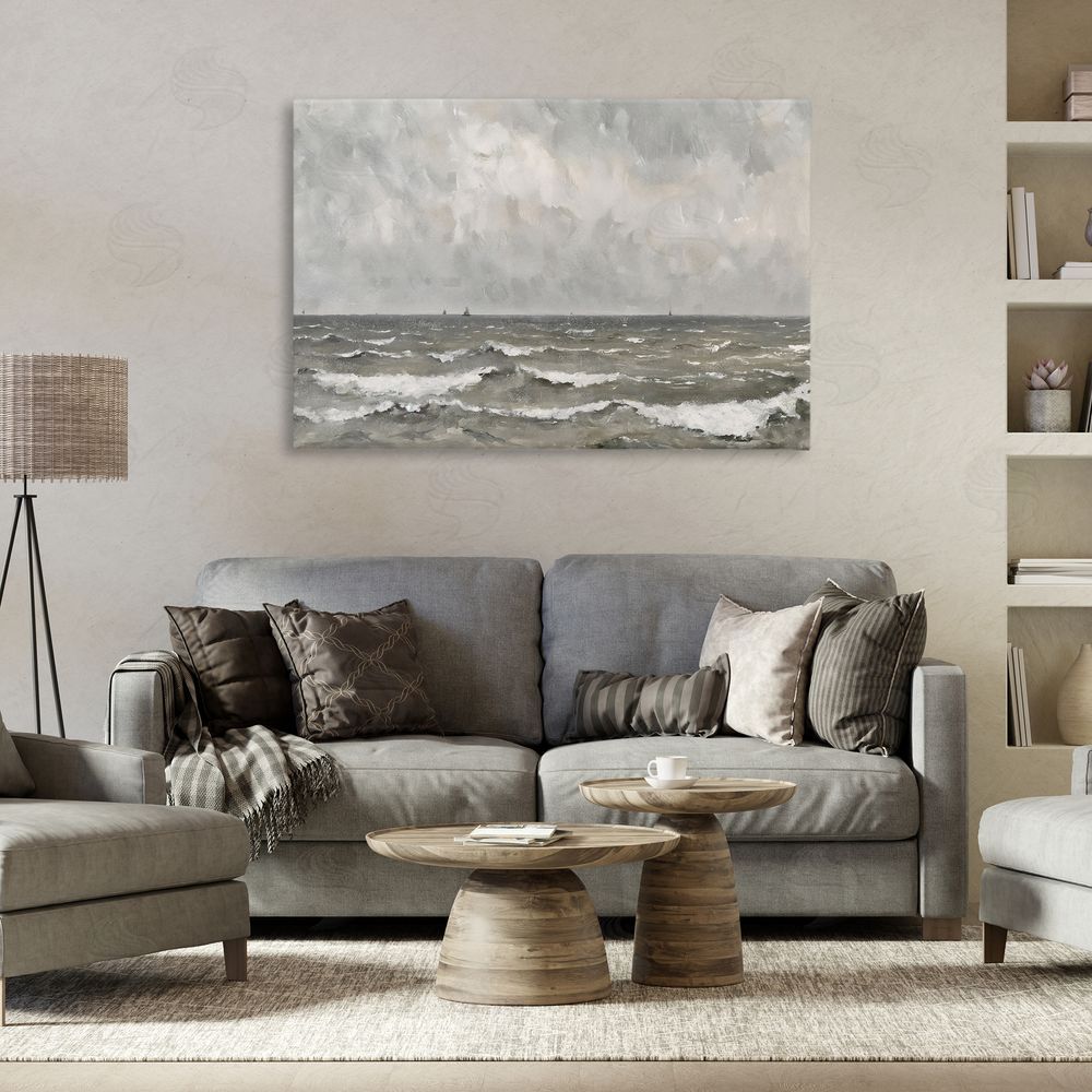 Jacky Ngan Stormy Ripples at Sea Stretched Canvas Wall Art in Room