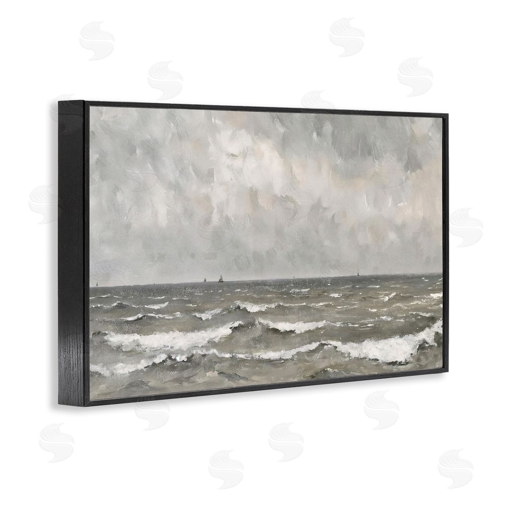 Jacky Ngan Stormy Ripples at Sea Black Framed Giclee Wall Art Print