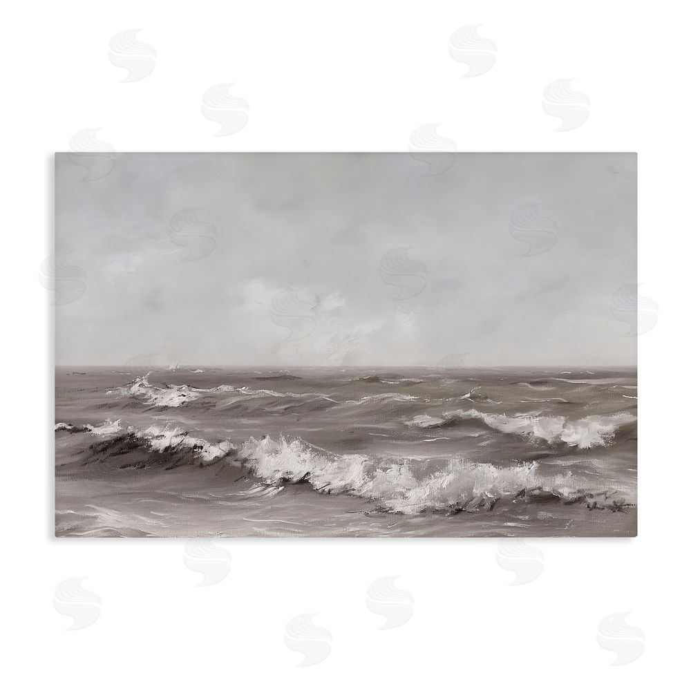 Jacky Ngan Monochrome Sea Ripples Stretched Canvas Wall Art Print