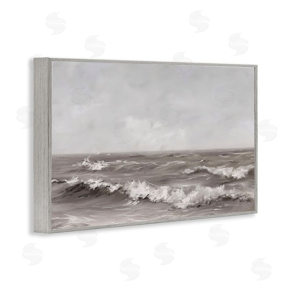Jacky Ngan Monochrome Sea Ripples Gray Framed Giclee Wall Art Print