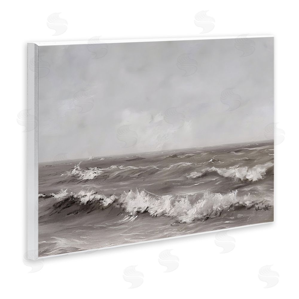 Jacky Ngan Monochrome Sea Ripples Wooden Wall Plaque Art Print