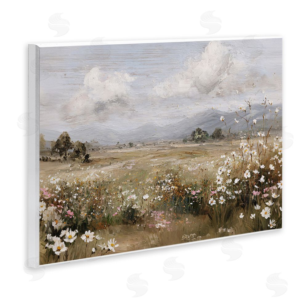 Jacky Ngan Daisy Clusters in Field Wooden Wall Plaque Art Print