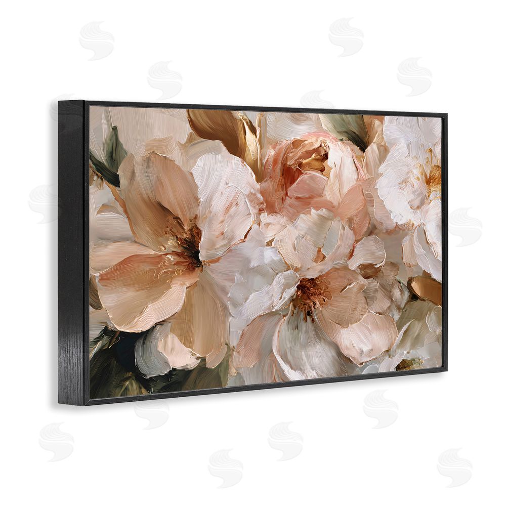 Jacky Ngan Pink Brushstroke Petals Black Framed Giclee Wall Art Print
