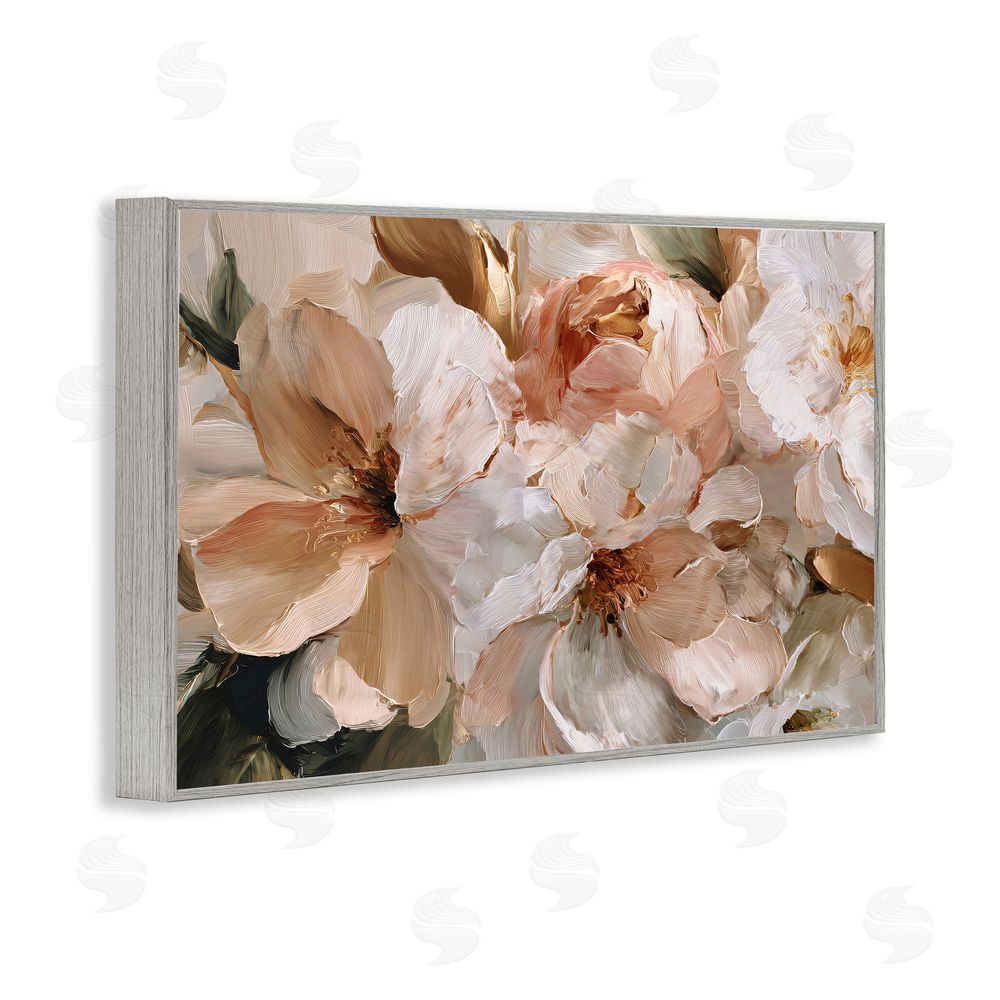 Jacky Ngan Pink Brushstroke Petals Gray Framed Giclee Wall Art Print