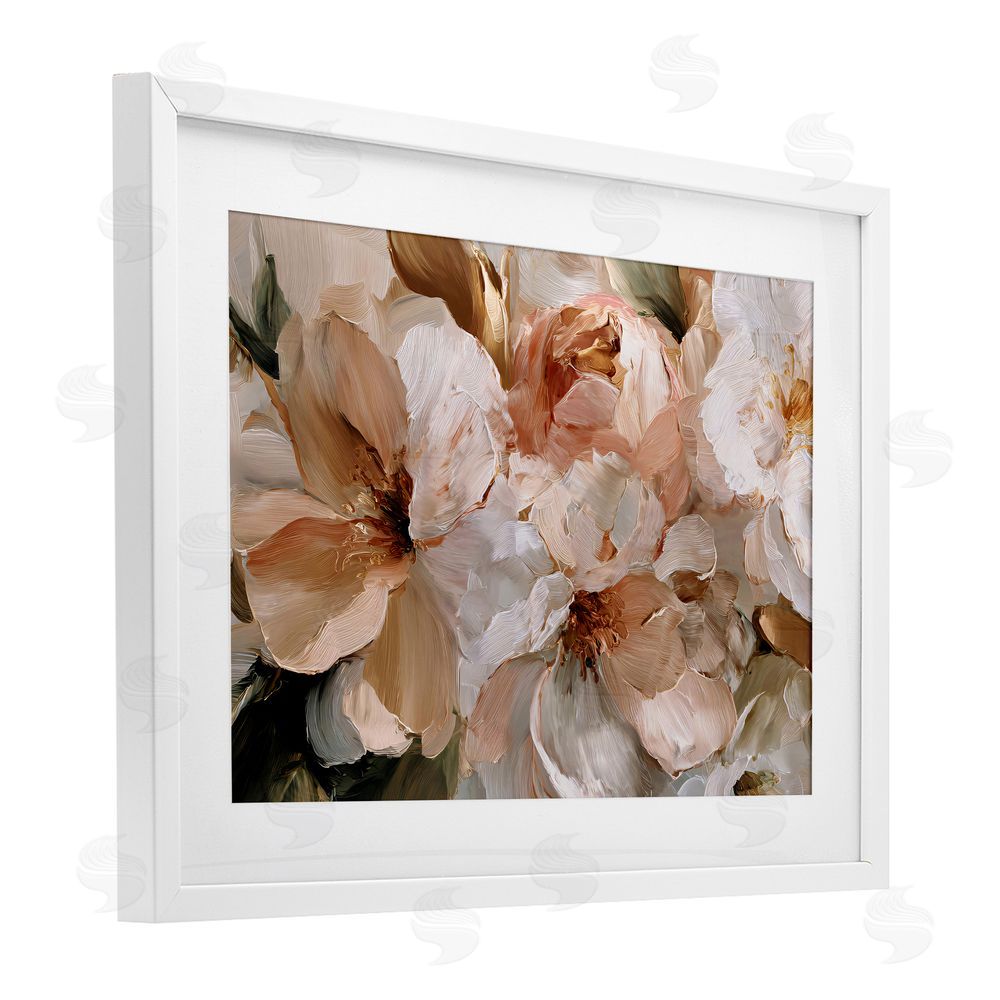 Jacky Ngan Pink Brushstroke Petals White Framed Print Under Glass Wall Art
