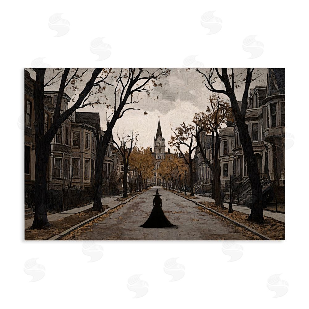 Jacky Ngan Witch Strolling Town Streets Stretched Canvas Wall Art Print