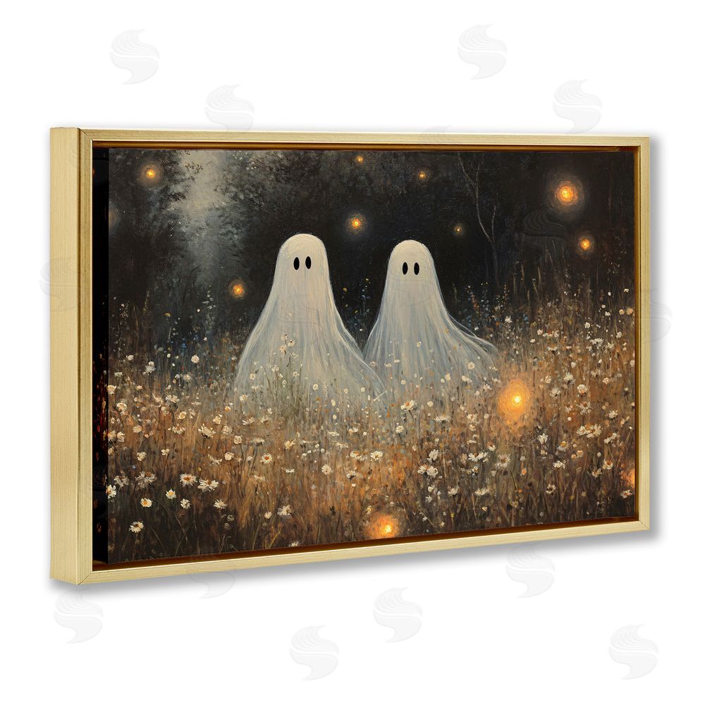 Jacky Ngan Ethereal Ghost Twins Gold Floating Frame Canvas Wall Art Print