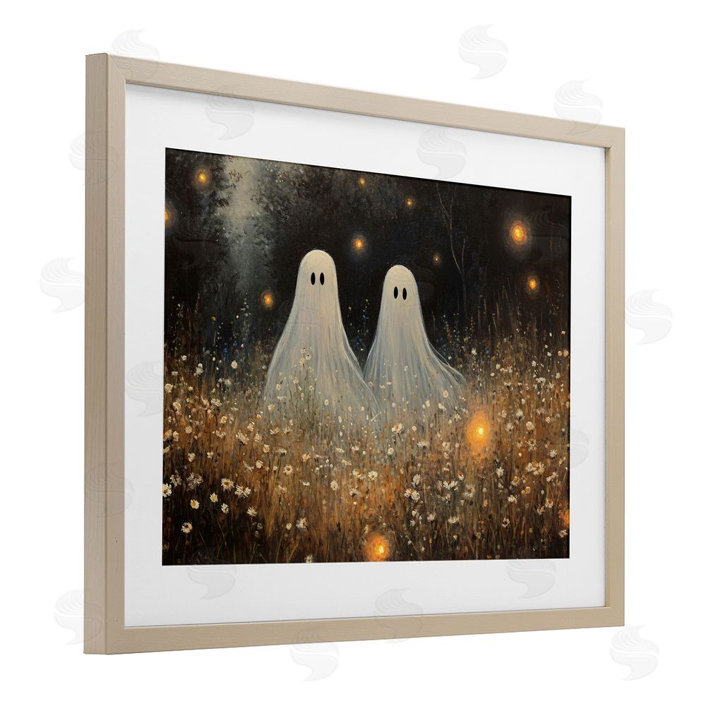 Jacky Ngan Ethereal Ghost Twins Brown Framed Print Under Glass Wall Art