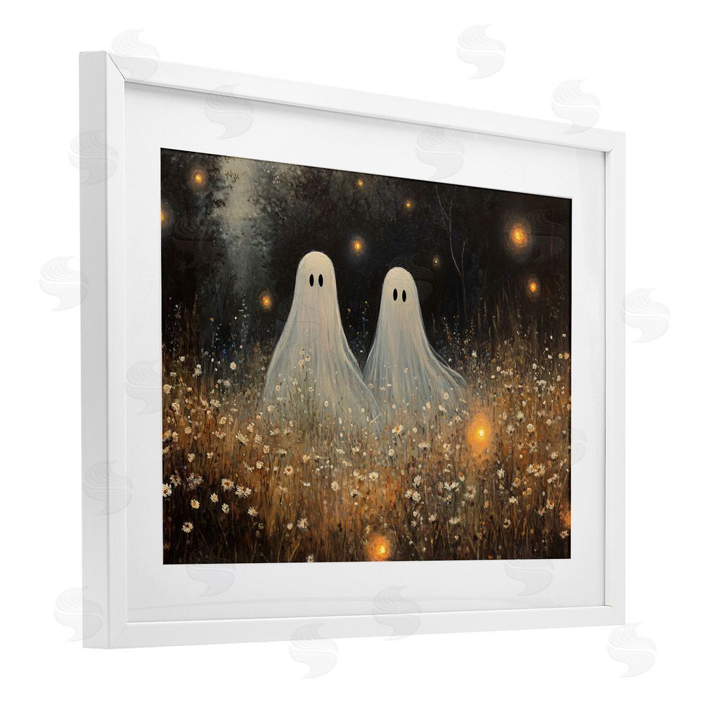 Jacky Ngan Ethereal Ghost Twins White Framed Print Under Glass Wall Art