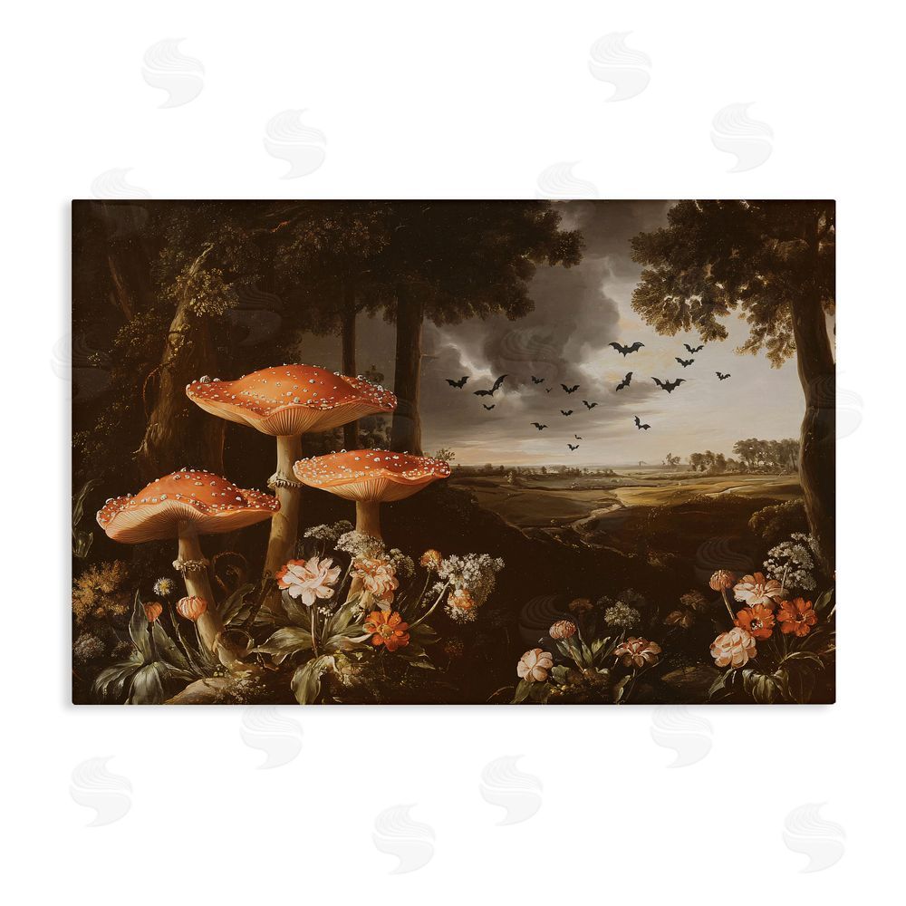 Jacky Ngan Bats in Autumn Forest Stretched Canvas Wall Art Print