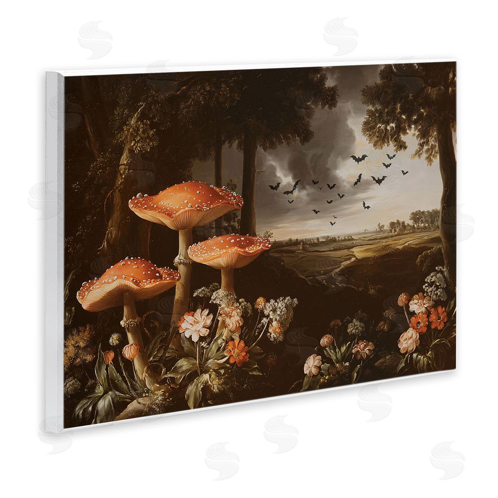 Jacky Ngan Bats in Autumn Forest Wooden Wall Plaque Art Print