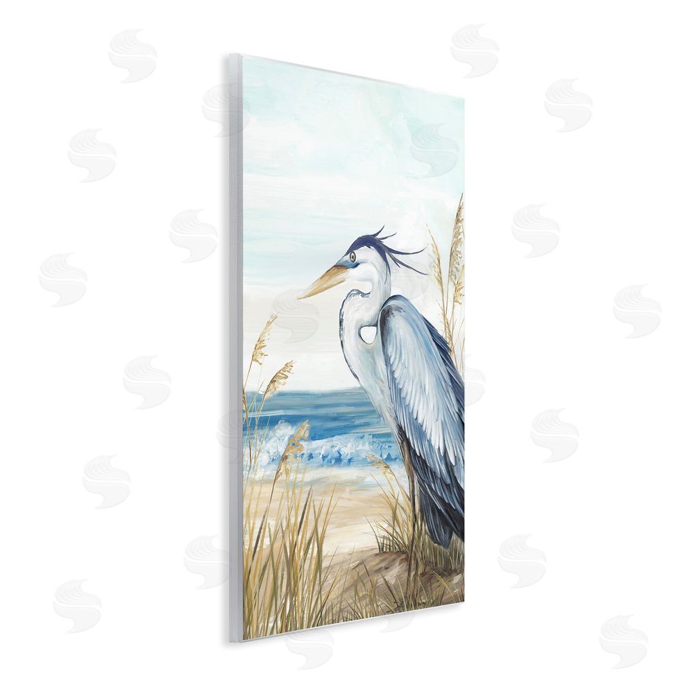 Eva Watts Serene Heron Perched At Shore Wooden Wall Plaque Art Print