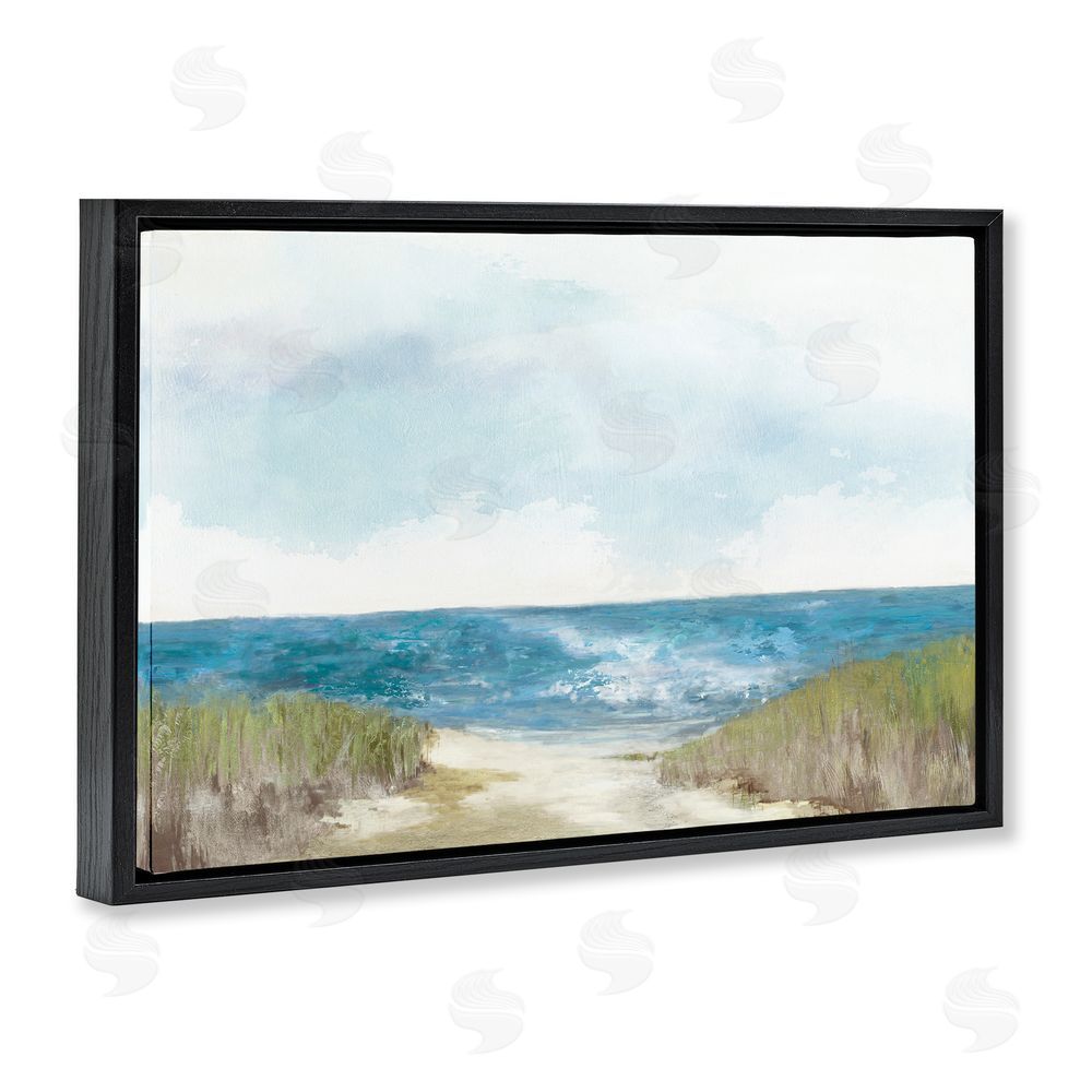 Allison Pearce Clear Ocean View From Shore Black Floating Frame Canvas Wall Art Print
