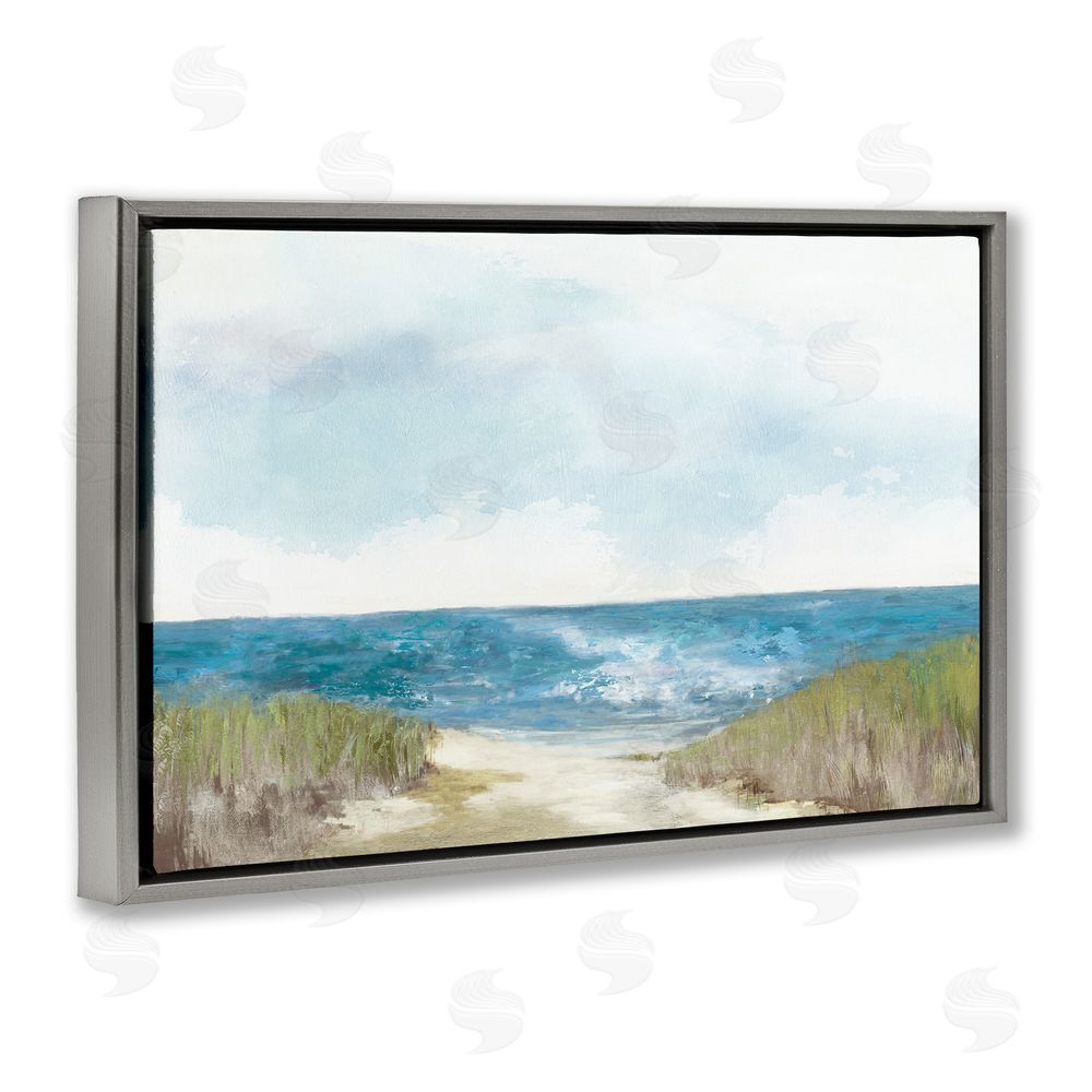 Allison Pearce Clear Ocean View From Shore Gray Floating Frame Canvas Wall Art Print