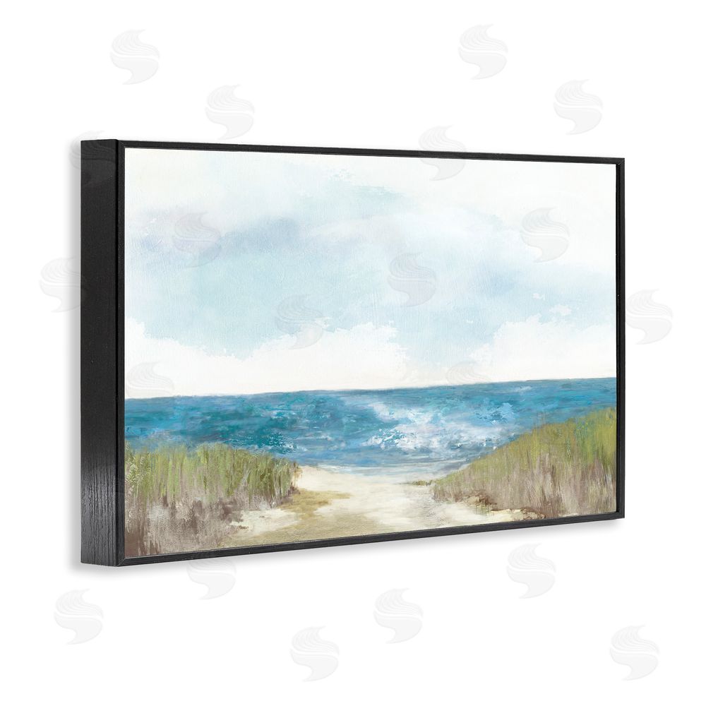 Allison Pearce Clear Ocean View From Shore Black Framed Giclee Wall Art Print