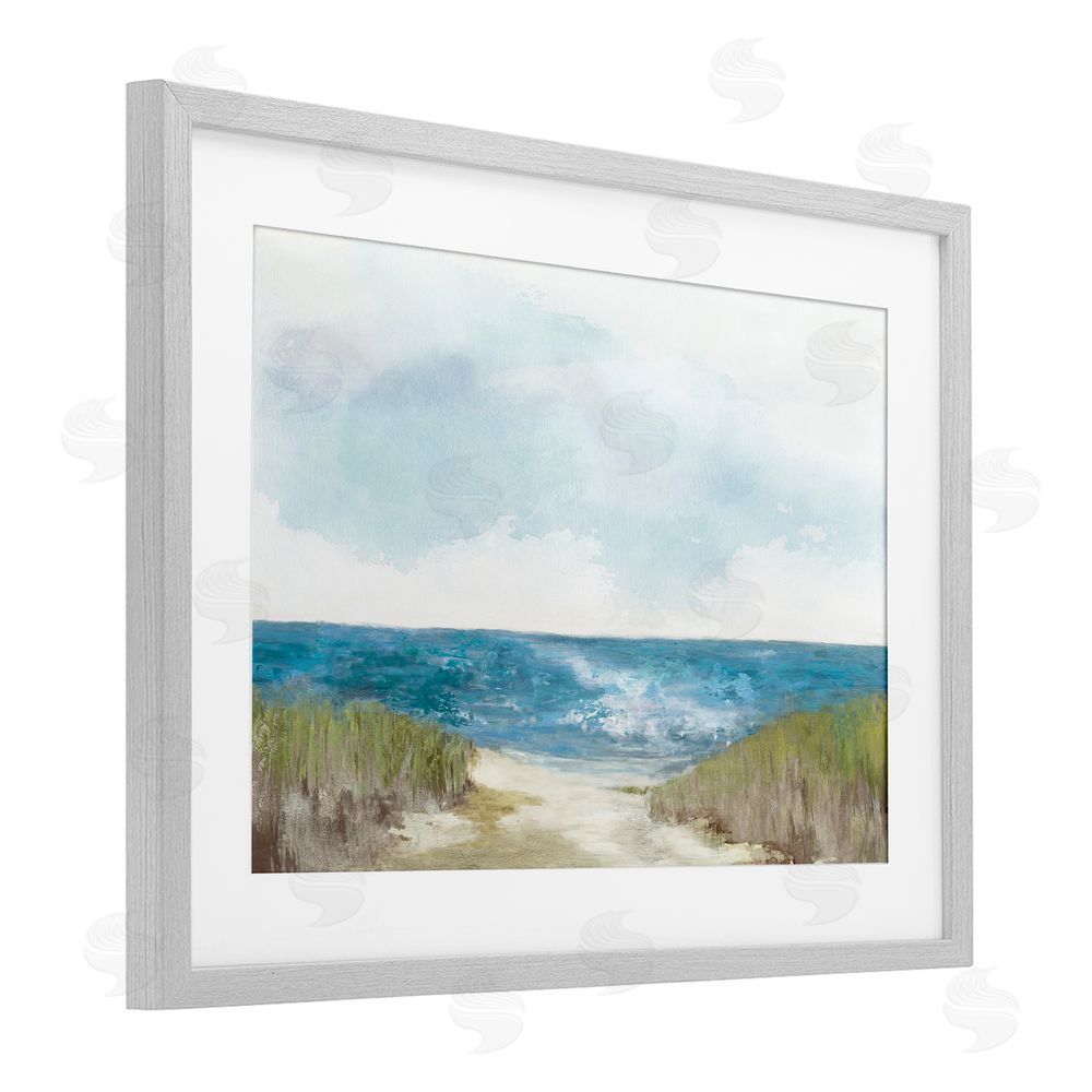 Allison Pearce Clear Ocean View From Shore Gray Framed Print Under Glass Wall Art